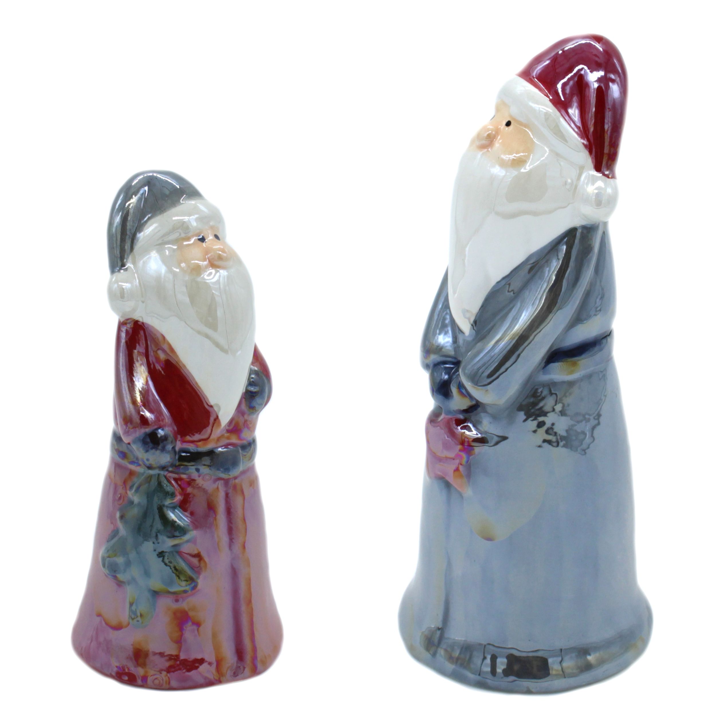 Keramik Weihnachtsmann Figuren Set – 3-teilige Dekoration Für Regal, Schreibtisch Oder Wohnzimmer (gold)